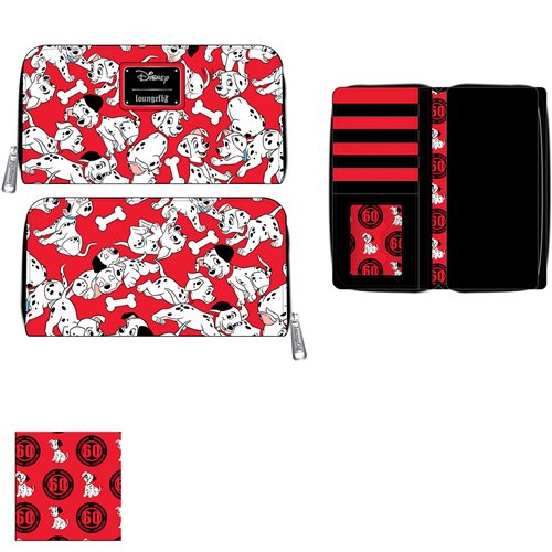 LOUNGEFLY DISNEY 101 DALMATIANS 70TH ANNIVERSARY AOP ZIP AROUND WALLET