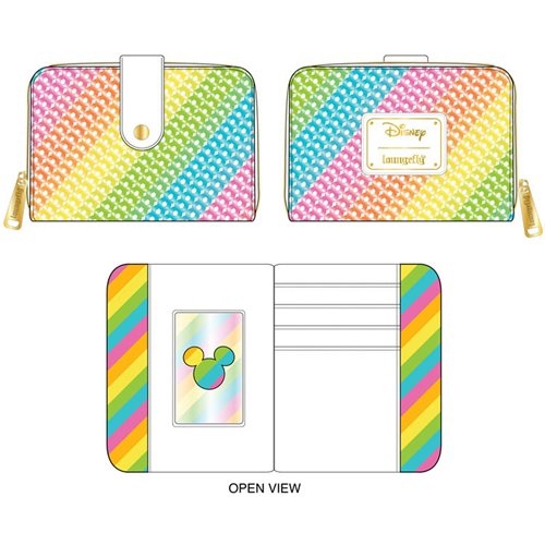 LOUNGEFLY DISNEY SEQUIN RAINBOW ZIP AROUND WALLET