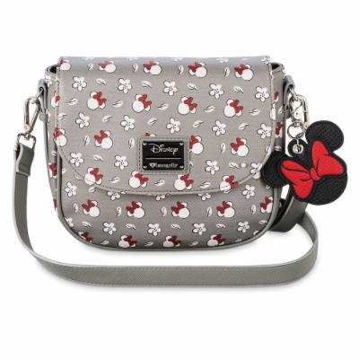LOUNGEFLY DISNEY MINNIE SM GREY AOP XBODY BAG